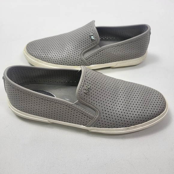 Michael Kors Shoes Women's Size 8.5M Gray Leather Slip On Keaton Sneakers Flats - Picture 4 of 10